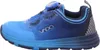 A side view of a blue and navy blue athletic shoe with a BOA lacing system. Produktbild-Vorschau