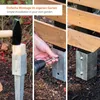 Collage showing three stages of installing a garden trellis, from hammering a post into the ground to screwing it into place. Produktbild-Vorschau