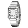 A silver wristwatch with a white dial and Roman numerals. Produktbild-Vorschau