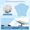 A collage of images showcasing features of a children's swivel chair, including material, design, and ergonomics. Produktbild-Vorschau