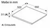 A diagram showing the dimensions of an induction hob. Produktbild-Vorschau