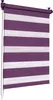 A purple and white striped roller blind is shown hanging against a white background. Produktbild-Vorschau