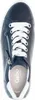 A top-down view of a single blue sneaker with white laces and white accents. Produktbild-Vorschau