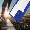 A person running in the background with a blue and white phone case in the foreground, with debris scattered on the ground. Produktbild-Vorschau