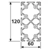 Länge 1740mm - Aluminiumprofil 60x120L I-Typ Nut 6 Produktbild-Vorschau 2