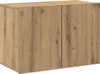 A wooden cabinet with two doors against a white background. Voir les images du produit