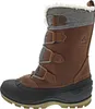 A side view of a brown winter boot with gray fabric accents and white fur trim. Anteprima dell’immagine prodotto