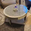 Vrygle table basse ronde argent Ø80 cm, table miroir verre Voir les images du produit 9