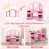 A collage showing a pink children's vanity table and desk set, highlighting its 2-in-1 design. Náhled obrázku produktu