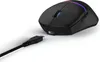 A black gaming mouse with a USB-C cable plugged into it, shown on a white background. Produktbild-Vorschau