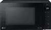 A black LG microwave oven is shown from the front. Produktbild-Vorschau