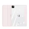 A pink iPad case with a clear back is shown. Produktbild-Vorschau