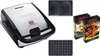 A waffle maker, waffle plates, and product packaging are displayed against a white background. Voir les images du produit