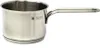 A stainless steel saucepan with a single handle is shown against a white background. Podgląd zdjęcia produktu
