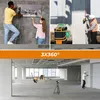 Collage of images showing a laser level being used in different settings, including hanging pictures, construction sites, and interior spaces. Produktbild-Vorschau