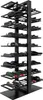 A black metal wine rack filled with wine bottles, shown against a white background. Podgląd zdjęcia produktu