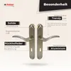 A product image showcasing door handles with descriptive text highlighting features. Produktbild-Vorschau