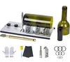 A collection of items for cutting glass bottles, including a bottle cutter, gloves, and other accessories, arranged on a white background. Produktbild-Vorschau