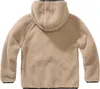 The back view of a beige fleece jacket with a hood. Produktbild-Vorschau