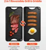 A reversible grill and griddle with food items on each side, illustrating its dual functionality. Anteprima dell’immagine prodotto