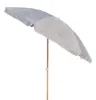 A beach umbrella with a leaf pattern on a white background. Produktbild-Vorschau