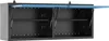 A black metal workshop wall cabinet with two compartments, each with a shelf. The cabinet doors are open, revealing a blue interior. Gas struts are visible supporting the doors. Produktbild-Vorschau