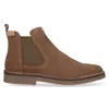 A single brown suede Chelsea boot is shown against a white background.