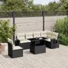 Möbel 7-tlg. Garten-Sofagarnitur mit Kissen Schwarz Poly Produktbild-Vorschau 1