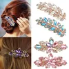 Damen Mode Blume Blatt Kristall Strass Haarspange Clip Produktbild-Vorschau 4