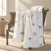 Musselin deken, katoen, bloemenprint, beige, paars, groen, Productafbeelding-voorbeeld 2