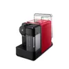 A red and black Tchibo Cafissimo coffee machine with a clear water tank is shown against a white background. Produktbild-Vorschau