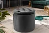 riess-ambiente Runder Hocker MODERN BAROCK 50cm grau Samt Produktbild-Vorschau 2