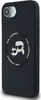 A black phone case with a Karl Lagerfeld logo and illustration on the back. Produktbild-Vorschau