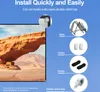A projection screen displaying a desert landscape with an archway, next to a diagram showing installation accessories. Náhled obrázku produktu