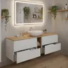 A modern bathroom vanity with a sink and mirror. Produktbild-Vorschau