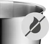 Close-up of a stainless steel pot with a circular graphic overlay indicating a feature. Produktbild-Vorschau