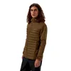 Isolierte Vaskye Hybrid-Kapuzenjacke von Berghaus in Olivgrün; mit hohem Kragen und seitlichen Taschen; getragen von einem Mann mit lockigem Haar. Podgląd zdjęcia produktu