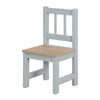 A single children's chair with a wooden seat and gray frame, isolated on a white background. Produktbild-Vorschau