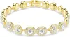 A gold-toned Swarovski tennis bracelet with clear crystals, displayed on a white background. Anteprima dell’immagine prodotto