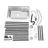A collection of kitchen sink components laid out on a white background. Podgląd zdjęcia produktu