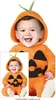 A baby wearing a pumpkin costume, with a smaller inset image of the same costume. Produktbild-Vorschau
