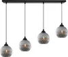 Lampada a sospensione RIFFLE nero 4 luci con globo di vetro Anteprima dell’immagine prodotto 7