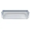 A clear, studio shot of a transparent plastic refrigerator shelf on a white background. Produktbild-Vorschau