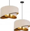 Two pendant lamps with beige velvet lampshades and gold interiors are shown against a white background. Produktbild-Vorschau