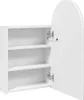 A white cabinet with an arched door, open to reveal three shelves. Podgląd zdjęcia produktu