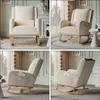 Fauteuil à bascule ProximaX en lin beige avec poche Voir les images du produit 4
