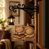 Vintage Bücherregallampe mit hölzerne Katze und leuchtende Produktbild-Vorschau 2