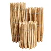 Three rustic wooden fences of varying heights are bundled together with wire, presented against a white background. Produktbild-Vorschau