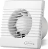 A white bathroom fan with a grille and visible fan blades, set against a white background. Voir les images du produit