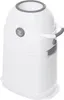 A white diaper pail with gray accents, shown from a front-side angle against a white background. Produktbild-Vorschau